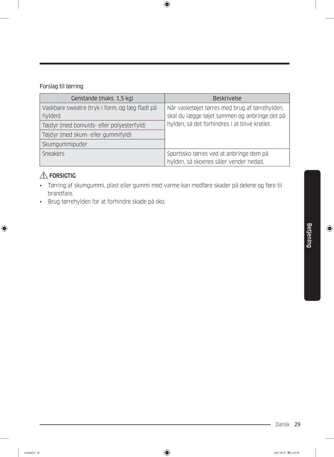 Samsung DV90M8204AW/EE manual Dansk 29  